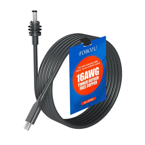 Foboiu Fit for Starlink Mini USB C to DC Power Cable Cord, 16AWG Tinned Oxygen-Free Copper OFC Starlink Mini USB C Waterproof Gasket Gray Cable and Starlink Mini Kit for RV Power 1.5M/4.9FT
