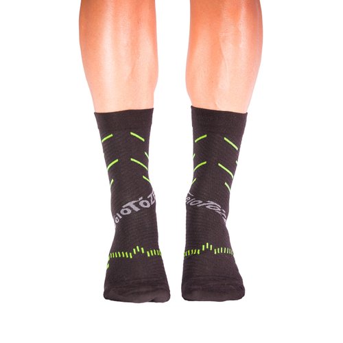 veloToze Cycling Sock - Active Compression with Merino Wool Blend - Black/Yellow Small/Medium