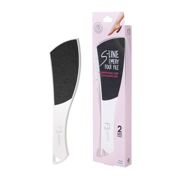 F3 Systems S-Line Emery Foot file, Colossal Double-Sided Pedicure Tool, Effective for Cracked Heel, Ergonomic Design for Easy Grip