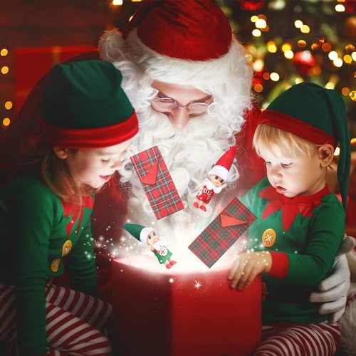 Zomiboo 2 Pieces Christmas Elf Dolls with 2 Sleeping Bags, Christmas Doll Sleeping Bag Mini Elf Doll Elves Doll Red and Green Elf Doll Twins for Christmas Decorations and Stocking Stuffers