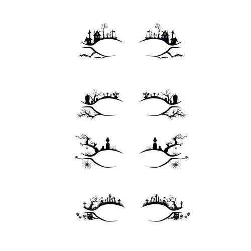 4 Pcs Halloween Eyeliner Stickers Face Tattoos Scary Spider Skull Bat Witch Eye Shadow Black Makeup for Women Party Decorations (Black Style2)