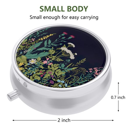 Nipichsha Pill Box, Small Pill Case for Purse & Pocket, Cute Medicine Organizer Travel Pillbox, Portable Pill Container Holder to Hold Vitamins, Medication, Fish Oil and Supplements, Dandelion