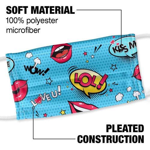 Popfunk Lol Lip Expressions 1-Ply Reusable Face Mask Covering, Unisex
