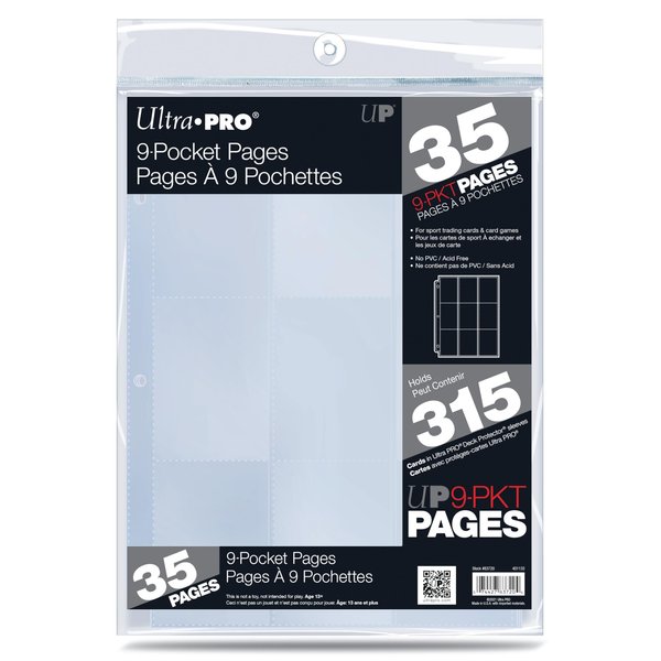 Ultra PRO - 9 Pocket Card Page, 35 Pages of Card Sleeves for Trading Card Binder, Baseball Card Binder, Pokemon Card Sleeves and Baseball Card Sleeves