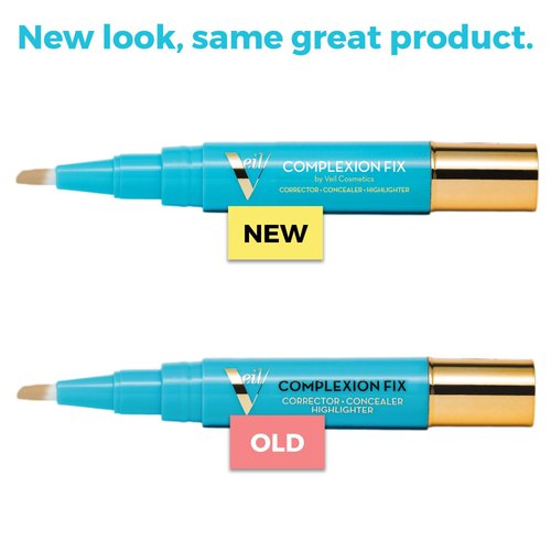 Veil Cosmetics - Complexion Fix Concealer - Liquid Concealer for Under Eye + Dark Circles - Highlight, Contour, Correct - Anti-Aging - Vegan Makeup Pen - Hydrating Lightweight (3N Medium Neutral)