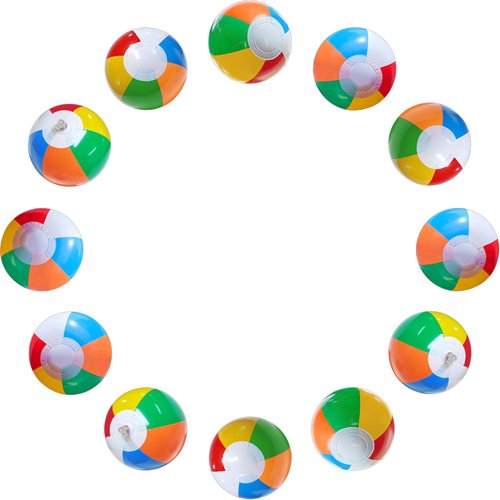 Jishi 8" Mini Beach Balls Bulk 12-Pack Small Inflatable Pool Floats Kids Party Favors, Toddler Summer Water Toys Outdoor Activity Games, Blow Up Luau Party Decorations Hawaiian Tropical Birthday Gifts