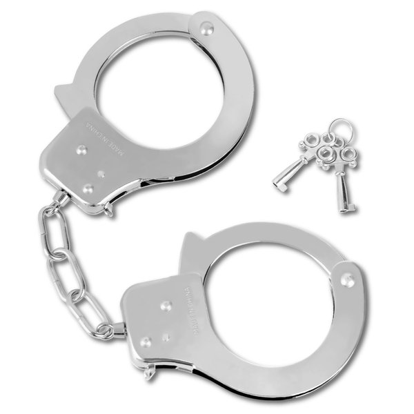 HOHAJIU Toy Metal Handcuffs with Keys, Costume Prop Accessory Party Favors Fake Pretend Play Props Party Supplies (Silver)