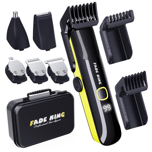 FADEKING® Beard Trimmer for Men - IPX7 Waterproof Mens Grooming kit with Cordless Hair Clippers, Nose Hair Trimmer, Razors for Men, Mustache Nose Body Facial Hair Shaver, Gifts for Men
