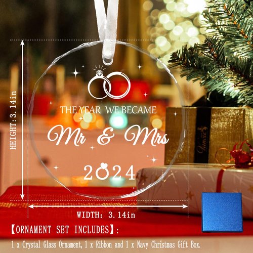 Wedding Christmas Ornament 2024,Mr and Mrs Gifts,Bridal Shower Gifts,Wedding Gift for Couples 2024,The Year We Became Mr and Mrs,First Christmas Ornaments,Just Married Gift for Newlywed (Mr Mrs 2024)