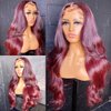 west kiss Burgundy Lace Front Wigs Human Hair 99j Lace Front Wigs Human Hair Red Body Wave 4x4 Front Wigs for Black Women Human Hair Glueless Wigs Human Hair Pre Plucked with Baby Hair 18 inch