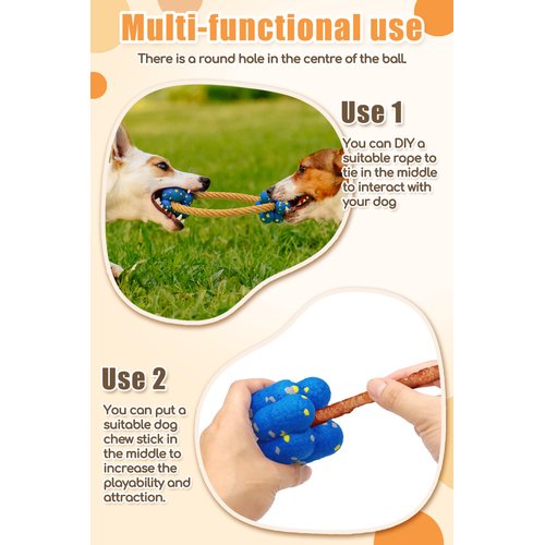 Upgrade Undirected Dog Balls for Aggressive Chewers, Tennis Balls for Dogs, Durable Bouncy Dog Toy Balls, Interactive Dog Toys for Fetch Game, Lightweight Floating Dog Toys(Blue)