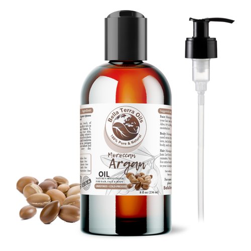 Bella Terra Oils - Argan Oil 8 oz - Pure Moroccan Elixir, Enhances Shine in Hair, Deeply Nourishes Skin