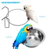 2 Pack Bird Feeder Birds Bowls Stainless Steel Dishes Coop Cups with Wire Hook, Parrot Feeding Dish Cups Food Water Bowls with Bird Food Holder and Rattan Ball for Finches Lovebirds (Set 1)