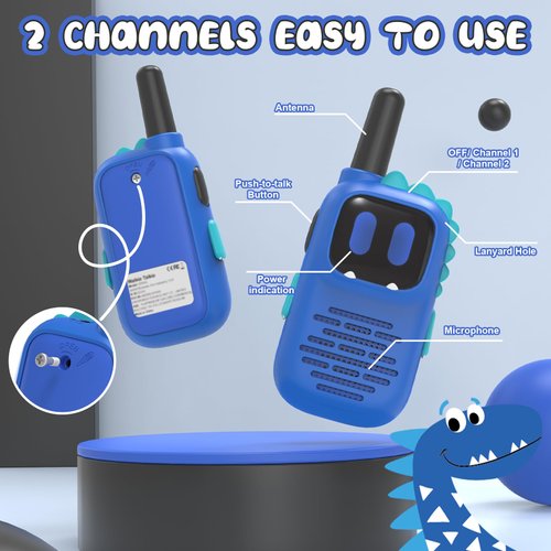 Selieve Walkie Talkies Kids with Dinosaurs Silicone Sleeve 1000FT Range 2 Channels 2 Way Radio,Boys Toys Age 4-6 Toddler Walkie Talkies 3-12 Year Old Boy Birthday Gifts Children Backyard Toys