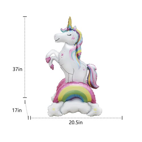 Generic Giant Standing Unicorn foil Balloon, 3D Magical Rainbow Cloud Unicorn Party Balloons, Girls Birthday Wedding Baby Shower Decorations Party Supplies (37inch)