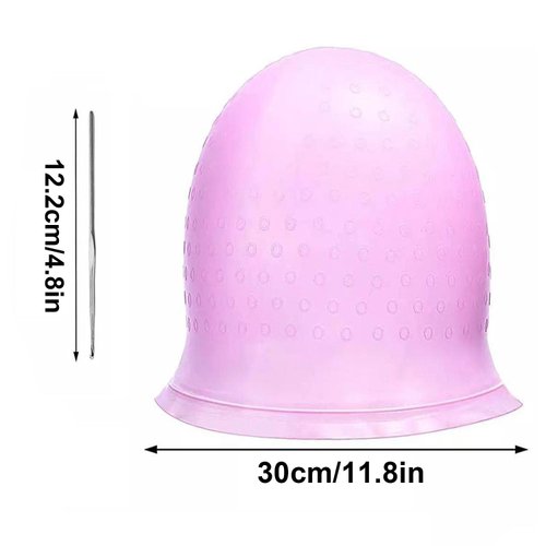 1 Pc Purple Reusable Silicone Hair Coloring Highlighting Cap, Hair Dyeing Cap for Hair with Hook for Hair Coloring Salon Hairdressing Tool