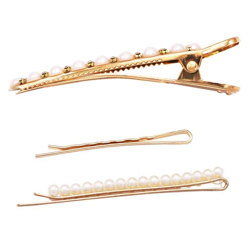 Rosemarie & Jubalee Women's Statement Crystal Simulated Pearl Hair Clip Rhinestone Bobby Pins Hair Accessories Alligator Clip 3 Piece Set