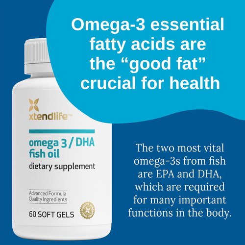 Xtendlife Omega 3/DHA Fish Oil 1100mg (700mg DHA), Omega 3 Supplement for Heart, Brain & Joint (60 Count)