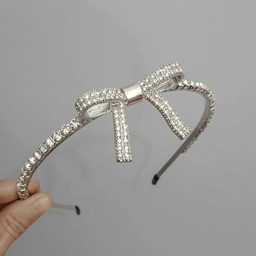 Teensery 1 Piece Alloy Rhinestone Headband Sparkly Crystal Bow Hair Band Hair Hoop Headwear Hair Accessories for Women and Girls