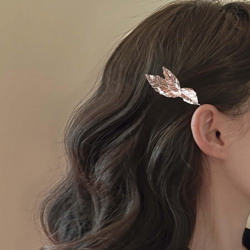 Andelaisi Hair Clip, Gold Leaf Hair Barrettes, Vintage Leaf Hair Clip, French Headwear Decorative...