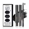 QIUFSSE 3 in 1 Black Lip Liner Pencil and Lipstick lipgloss Set Matte Black Lipstick Lip Gloss Kit Long-lasting Nonstick Cup Smudge Proof Lip Kits with Lip Liner,Velvet Goth Makeup (12#Black Magic)
