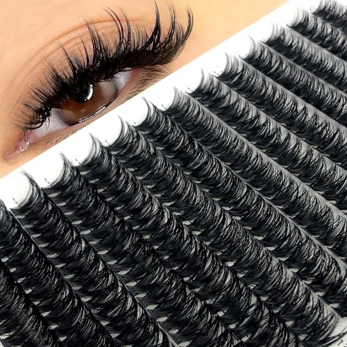 AMSDCN DIY Eyelash Extension Kit Individual Lashes Cluster D Curl, 9-16mm 60D/80D/100D Mix Lash Clusters with Lash Bond and Seal and Lash Applicator Tool (280pcs-60D-0.07MM-MIX)