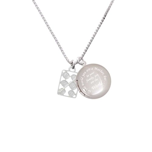 Delight Jewelry Silvertone 3-D Eye shadow Makeup Palette - To the World You are a Mother Locket Necklace, 18"+1"