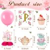 Panelee Tea Party Birthday Decorations for Women with Floral Tea Happy Birthday Banner and Floral Teapot Centerpieces Tea Hanging Swirl Tea Party Supplies for Birthday Baby Shower Wedding Decor