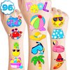 Generic 100 PCS Summer Pool Temporary Tattoos Birthday Party Decorations Favors Supplies Beach Balls Floats Swimming Pool Funny Items Decor Stickers For Girls Boys Gift School Prizes Rewards
