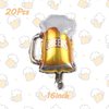 ZHENGYE Beer Mug Cheers Balloons 20 Pcs Mylar Foil Balloons Beer Theme Birthday Party Decorations