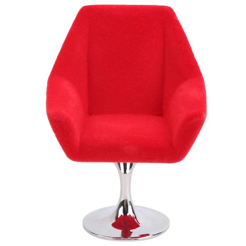 Agatige Miniature Chair, Rotate Flocking Chair Dollhouse Furniture for 1:12 Miniature Doll House Accessories(Red)