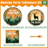 Kepeel 96 Pcs Hunting Camo Party Paper Plates Napkins, Oh Deer Baby Shower Birthday Party Decorations Supplies Disposable Dinnerware Tableware for Kids, Serves 24