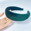 FunCosta velvet padded headband wide puffy headbands for women girls vintage sponge hair band trendy and cute hair accessories (Green)