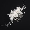 Rumtock White Flower Beads Hair Comb Side Headpiece for Wedding Brides Women Hair Accessories