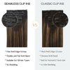 DOORES Seamless Clip in Hair Extensions Real Human Hair, Dark Brown to Chestnut Brown 18 Inch 7pcs 110g, Human Hair Extensions Seamless Clip in Hair Extensions Straight Invisi Edge Hair Extensions
