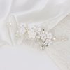 Wedding Flower Bridal Hair Comb Rhinestone Hair Pieces for Brides Pearl Bridal Hair Pins Flower Girl Headpiece Wedding Flower Hair Accessories for Brides YISSION