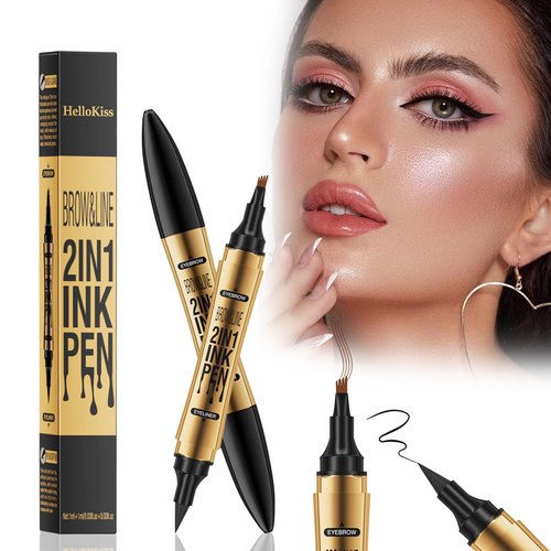 Magic Eyebrow Pencil, Waterproof Eyebrow Pen, 4 Tipped 2 IN 1 Create Natural Hair Like Brows Microblading Eyebrow Pen, Long Lasting Natural Fine Stroke Magic Eyebrow Pen (611A01#Light Brown)