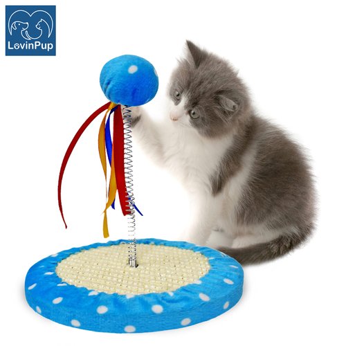 LOVINPUP Cat Toy with Ball, Interactive Cat Scratcher Toy with Colorful Ribbons, Cool Cat Tree Toy, Fun and Entertaining for Cats of All Types and Sizes