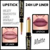 evpct 1Pcs More Mauve Lip Liner and Lipstick Set Kit for Women, DNM Matte Lips Kit with Lip Liner Lip Stains Long Lasting Waterproof 24 Hour Lipstick and Lip Liners Combo Lipliners Pencil 28#
