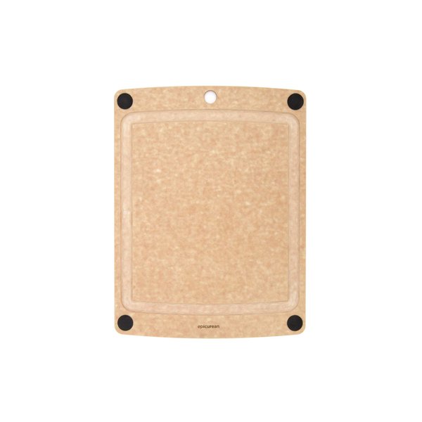 Epicurean All-In-One Cutting Board with Non-Slip Feet and Juice Groove, 14.5" × 11.25", Natural/Black