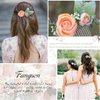 Fangsen Wedding Rose Flower Hair Comb Bridal Headpiece Floral Hair Accessories for Brides and Bridesmaids (Ivory)