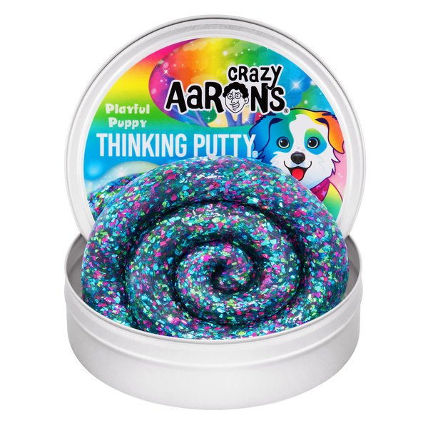 Crazy Aaron's Putty Pets Playful Puppy Thinking Putty® - 4" Tin See-Through Putty, Soft Texture Thinking Putty - Non-Toxic Sensory Play Putty - Never Dries Out - Creative Toy for Kids and Adults
