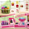 Wee Wonders 63PCS Cash Register for Kids, Kids Cash Register with Real Calculator, Pretend Play Store with Music/Motorized Conveyor/Play Money/Food Toys, Learning Toys for Boys Girls 3+, Pink