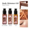 Body Glow Shimmer Body Oil Liquid Highlighter, Bronzer Shimmering Body Lotion Glitter Luminizer Moisturizing Waterproof, Natural Skin Shimmer For Body and Face Makeup Women Men (60ml/2 oz)