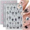 8pcs Metallic Silver Butterfly Nail Stickers 3D Laser Black Butterfly Nail Decals Aurora Butterfly Nail Art Stickers Pink Butterfly Stickers for Nails DIY Butterflies Nail Sticker Women Nail Supplies