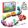 EDUJOY Toddler Toys for 2 Year Old Boy Easter Birthday Gifts, Wooden Dinosaur Train Set Montessori Toys for 2 Year Old, Learning Dinosaur Toys for Kids Ages 2-4 Boys Girls Toddler Toys 2-3