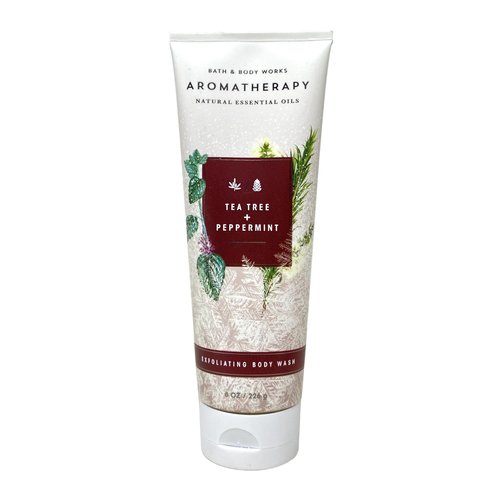 Bath & Body Works Aromatherapy Tea Tree + Peppermint Exfoliating Body Wash and Essential Oil Mist Bundle with a Natural Oats Bar Soap - Full Size