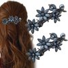 Arvintas 2 Pack Hair Clips, Ink-Blue Vintage Rhinestone Hair Clips Sparkly Crystal Clips Flower Small Hair Barrettes, Fancy Wedding Hair Accessories for Women Girls Bridal
