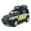 1:43 Scale 2020 Land Rover Defender 110 Model Car Kit Diecast Toy Cars Metal Alloy Vehicles, Parts Changeable, Doors Open, Black Top and Roofrack, Collection for Men, Toys for Boys Kids Gifts, Green