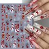 8PCS Christmas Nail Art Stickers Decals 3D Glitter Christmas Nail Stickers Gingerbread Man Elk Snowflake Nail Art Design Xmas Nail Decals Santa Claus Snowman Manicure Supplies for Nail Art Decorations